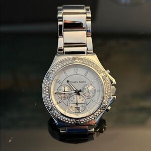 Michael Kors Silver Crystal-Embellished Women's Watch